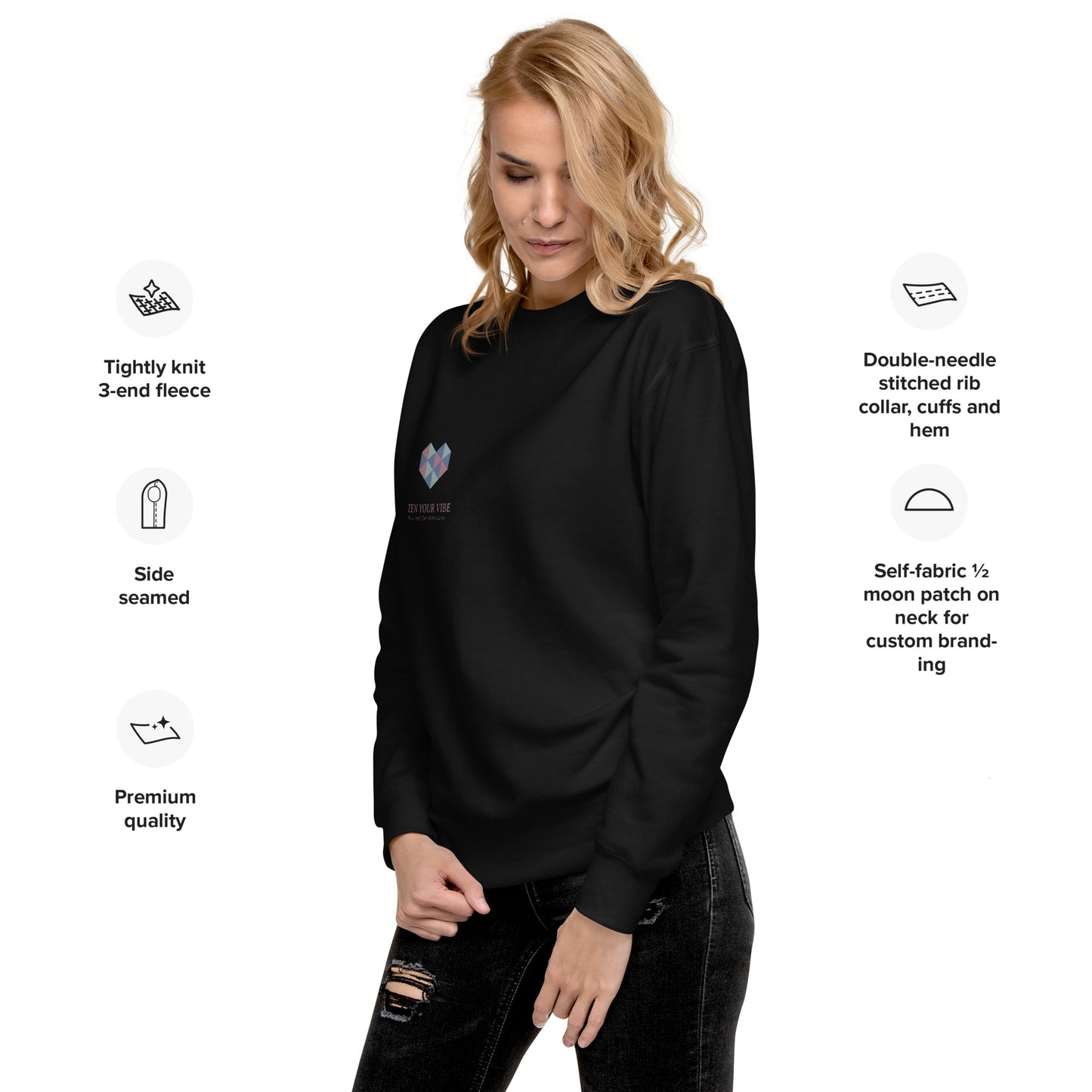 Heart Unisex Premium Sweatshirt - Zen Your Vibe