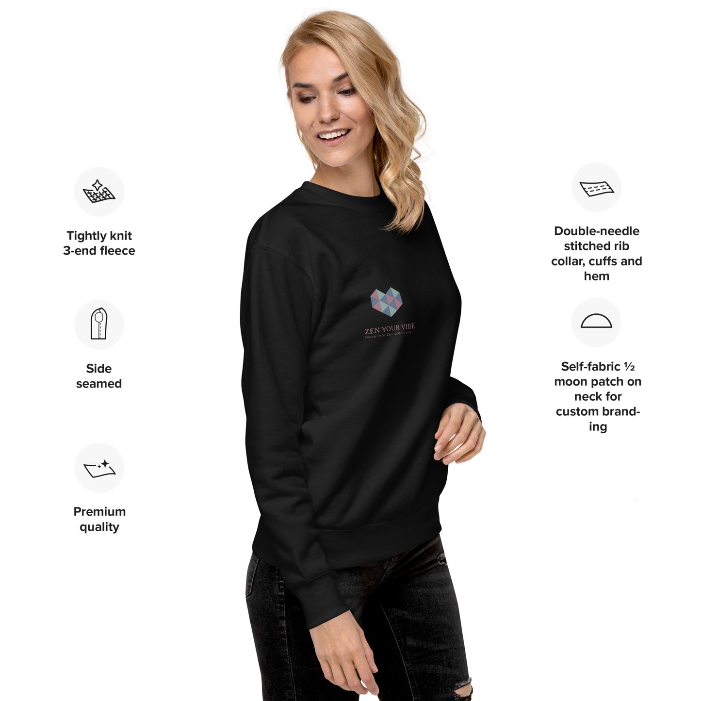 Heart Unisex Premium Sweatshirt - Zen Your Vibe