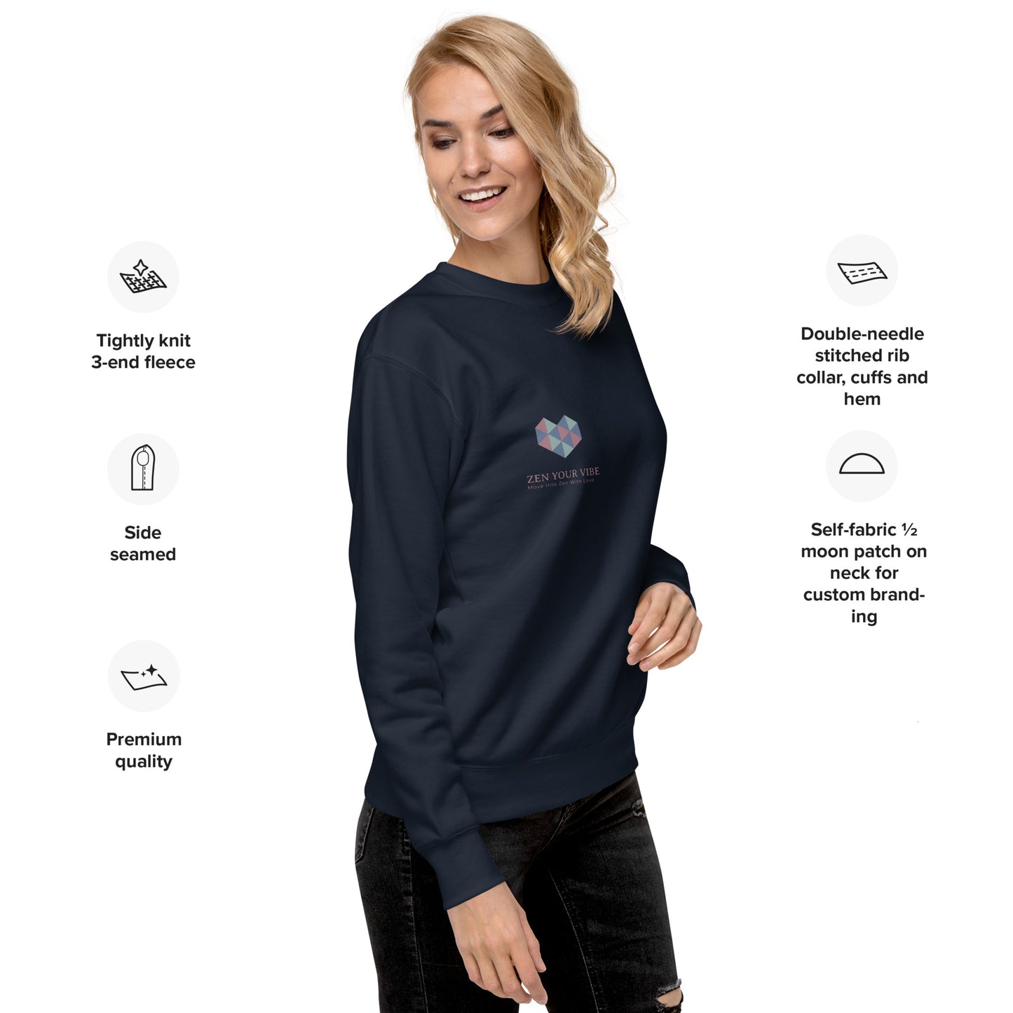 Heart Unisex Premium Sweatshirt - Zen Your Vibe