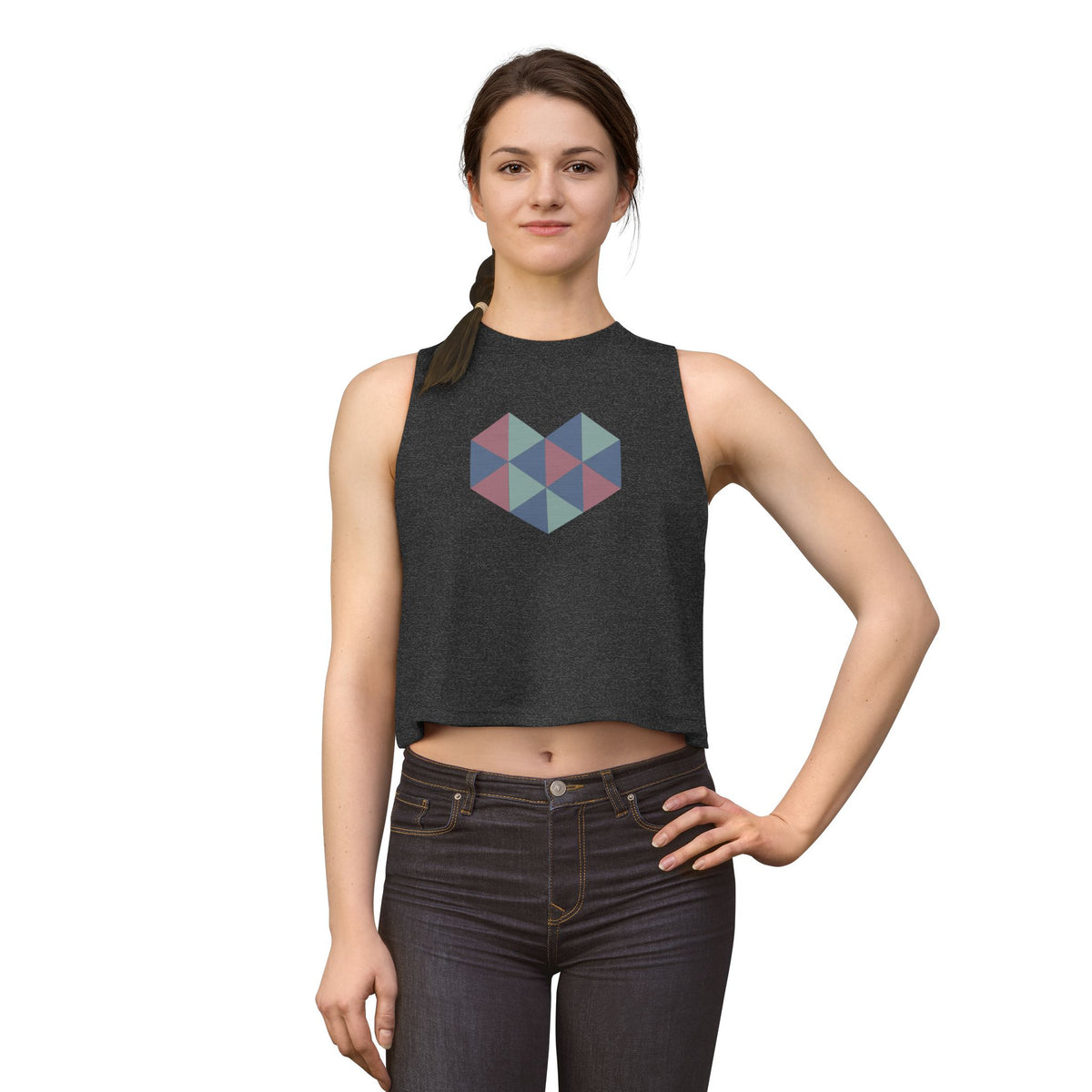 Geometric Heart Women's Crop Top