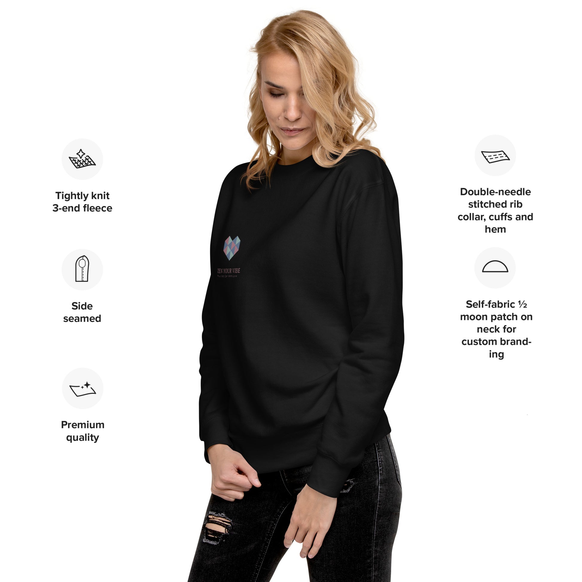 Heart Unisex Premium Sweatshirt - Zen Your Vibe 